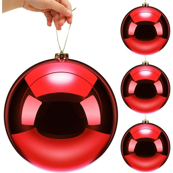4 Pcs Extra Large Christmas Ball Ornaments 8'' (200 Mm) Giant Oversized Plastic Xmas Ball Big Hanging Christmas Tree Ornaments for Holiday Party Outdoor Decor(White)