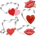 thumbnail image 1 of 4 Pcs Extra Large Valentines Cookie Cutters 7.5" Heart Shaped Stainless Steel Metal Cookie Molds for Valentines Holiday Baking Delights(Double Hearts, Cardioid, Lip, Heart with Arrow), 1 of 3