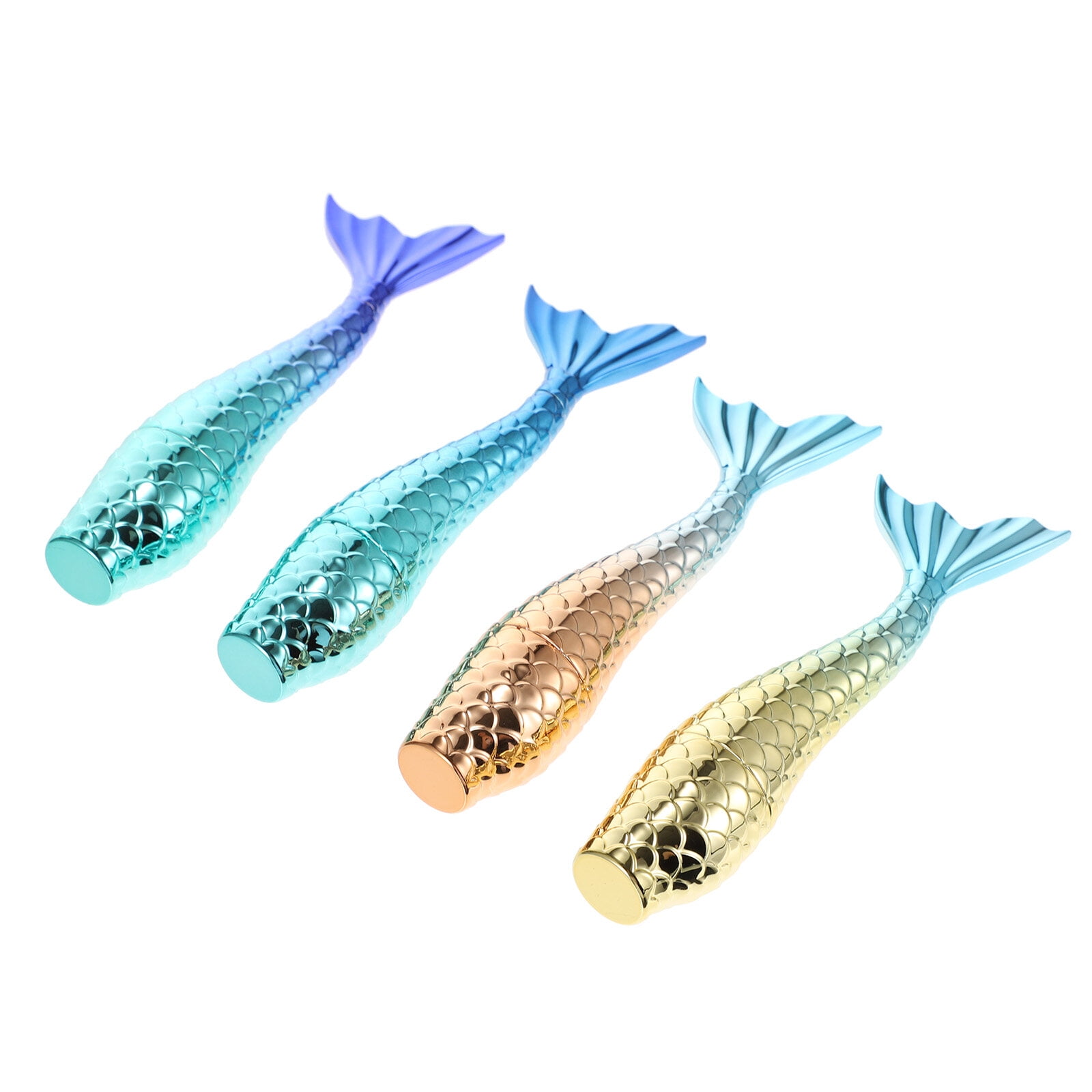 4 Pcs Eyelash Brush Castor Oil Lip Balm Container Natural Lipstick Mermaid Gloss Tube Balms