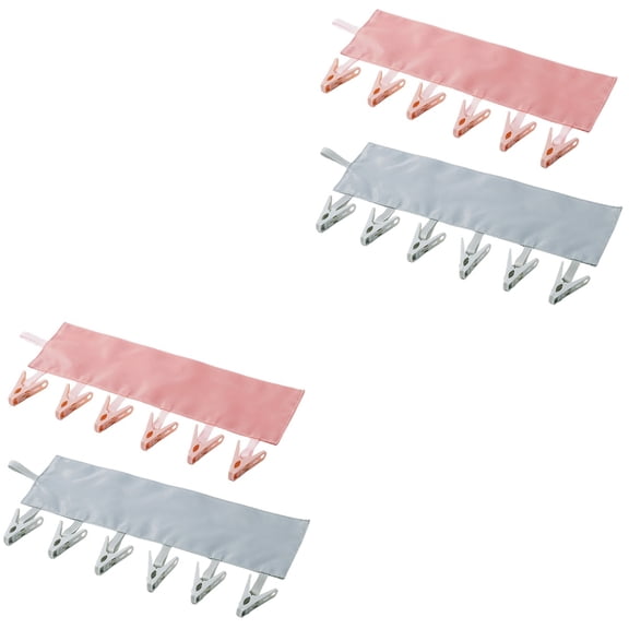 4 Pcs Fabric Hanger Cloth Clip Pin Portable Hangers Clothes Drying Rack Foldable Coat Collapsible Towels Travel