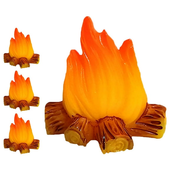 4 Pcs Fake Fire Pit Miniature Toys Bonfire Decoration 2.50X2.50X2.50CM