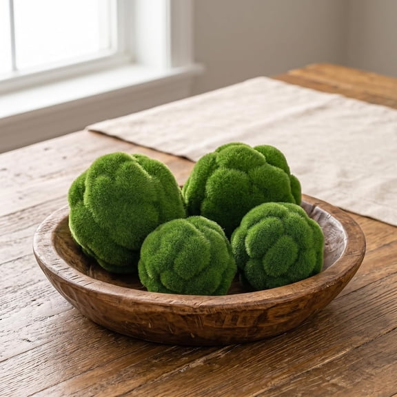 4 Pcs Fake Green Moss Balls | 4" & 4.7" Flocked Decorative Moss Rocks for Bowl Filler | Simulated Moss Spheres for Spring Easter Centerpiece, Wedding & Floral Decor