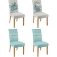 thumbnail image 1 of 4 Pcs Fall Chair Covers for Dining Room, Thanksgiving Stretch Removable Dining Chair Cover Set of 4, Autumn Blue Pumpkin Chair Slipcovers Seat Protector for Fall Restaurant Decor, 1 of 6