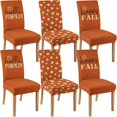 thumbnail image 1 of 4 Pcs Fall Chair Covers for Dining Room, Thanksgiving Stretch Removable Dining Chair Cover Set of 4, Autumn Pumpkin Truck Chair Slipcovers Seat Protector for Fall Restaurant Decor, 1 of 6