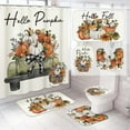 thumbnail image 1 of 4 Pcs Fall Pumpkin Shower Curtain Sets 72" Autumn Farmhouse Bathroom Curtain with 12 Hooks Non Slip Rug Toilet Lid Cover and Bath Waterproof Mat Thanksgiving Harvest Home Decor (Vintage), 1 of 7