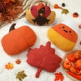 thumbnail image 1 of 4 Pcs Fall Throw Pillows Plush Maple Leaf Pumpkin Pillow Stuffed Thanksgiving Turkey Cushion Cute Halloween Corn Candy Cushion for Bedroom Living Room Couch Sofa Bed Decoration, 1 of 6