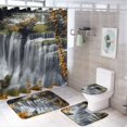 thumbnail image 1 of 4 Pcs Fall Waterfall Shower Curtain Set Bathroom Sets with Rugs & Accessories Non-Slip Rugs,Toilet Lid Cover & Bath Mat, 71"x71" Waterproof Waterfall Shower Curtains Set of 4 for Family Hotel Use, 1 of 5