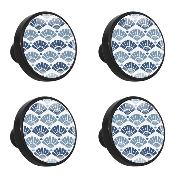 4 Pcs Fan Pattern Knobs for Kitchen Cabinet Cupboard Dresser Bookcase Drawer Pulls Handles Round Home Decor