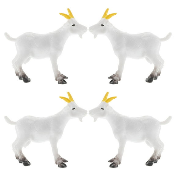 4 Pcs Farm Animal Models Cartoon Animals Goat Figurines Decoration
