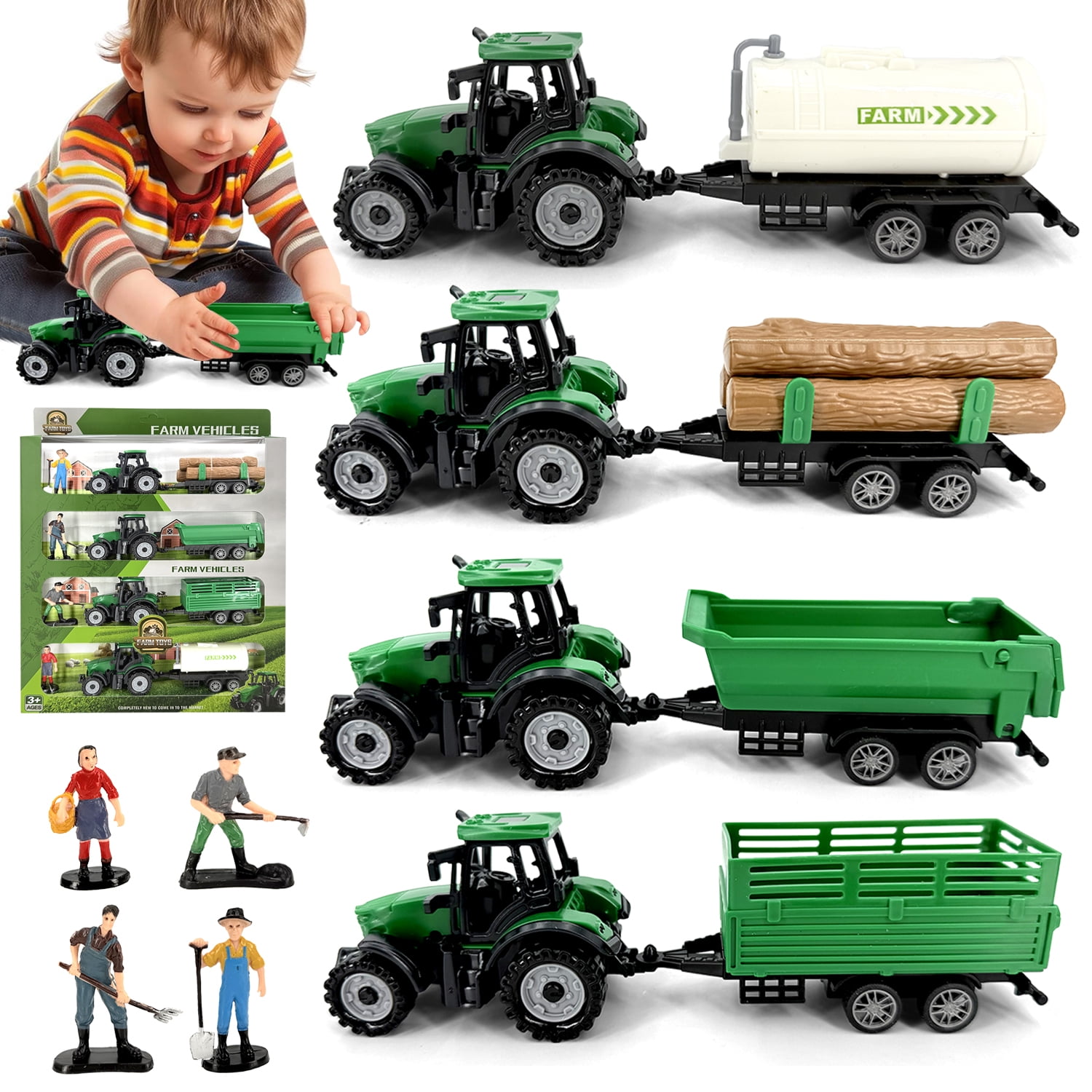 Pcs Farm Tractor Toy, Toddlers Farm Toys Tractor Vehicles with