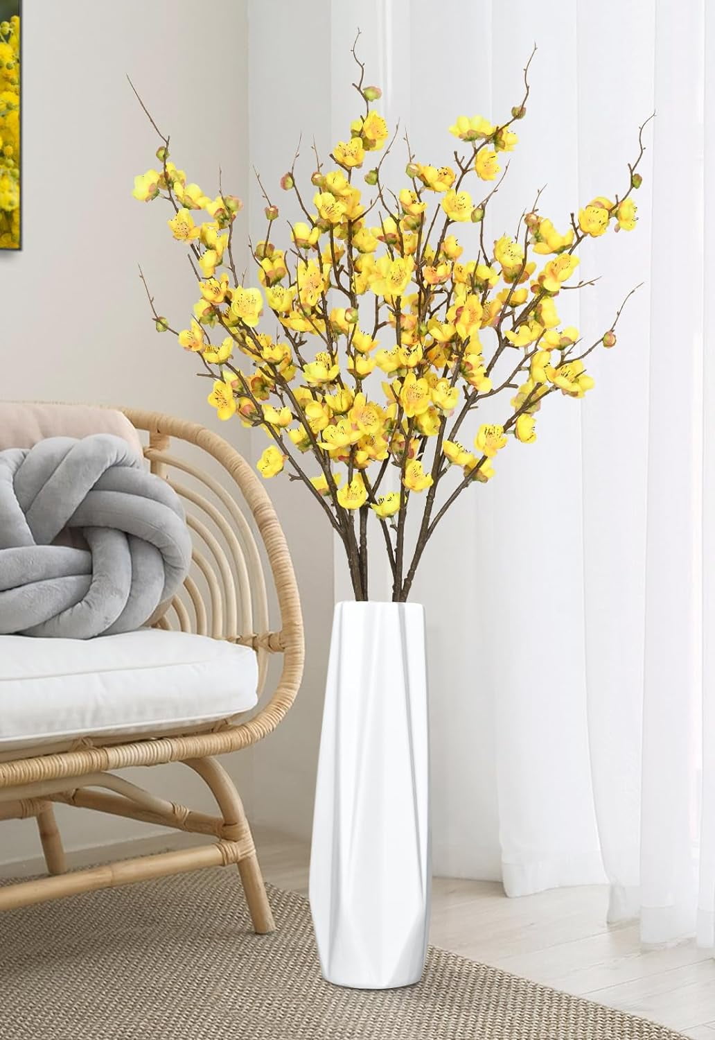 4 Pcs Faux Cherry Blossom Decor, 36'' Long Stem Artificial Flowers for ...