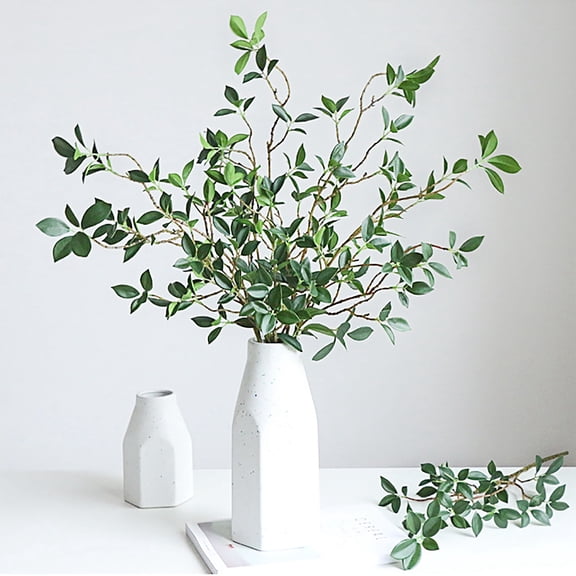 4 Pcs Faux Greenery Stems, 30" Artificial Branches for Vase Realistic Eucalyptus Branches Fake Plants Ficus Twig for Office Home Decorations