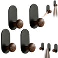 thumbnail image 1 of 4 Pcs Faux Walnut Look Wall Hooks,Round Wood Grain Knob Hangers,No Drill Self Adhesive Single Coat Hooks,Wall Mounted Towel Hooks for Hats,Bags,Keys,Bathroom,Bedroom,Entryway and Behind Door, 1 of 2
