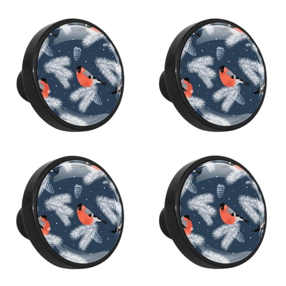 4 Pcs Feather Pinecone Lovebird Knobs for Kitchen Cabinet Cupboard Dresser Bookcase Drawer Pulls Handles Round Home Decor