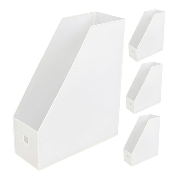4 Pcs File Storage Box Rack Magazine Portable Holder Student Office White