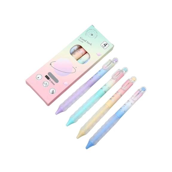 4 Pcs Fine Point Gel Pens, Retractable Gel Pens, Nebula Pen Set 0.5mm Black Ink, Smooth Writing with Aesthetic Gradient Color Barrel for Journaling Note Taking Sketching No Smear, 5.51", Multicolor