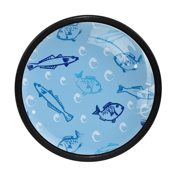 4 Pcs Fish Knobs for Kitchen Cabinet Cupboard Dresser Bookcase Drawer Pulls Handles Round Home Decor