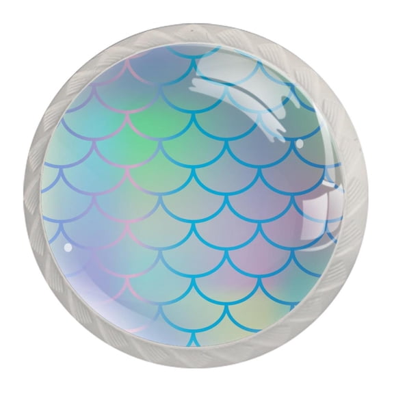 4 Pcs Fish Mermaid Scale Knobs for Kitchen Cabinet Cupboard Dresser Bookcase Drawer Pulls Handles Round Home Decor