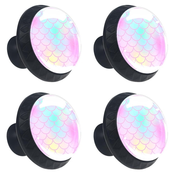 4 Pcs Fish Scale Mermaid Knobs for Kitchen Cabinet Cupboard Dresser Bookcase Drawer Pulls Handles Round Home Decor