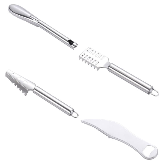 Houderco Scrapers Silver 4Pcs 7.7X1.4X0.8In Ergonomic Grip