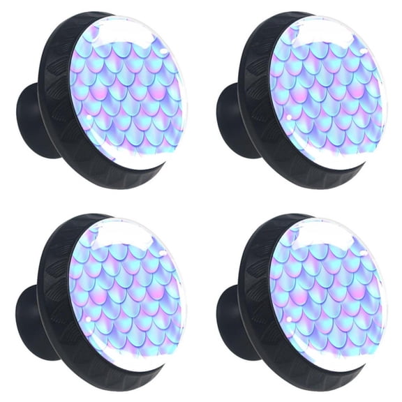 4 Pcs Fish Scales Mermaid Knobs for Kitchen Cabinet Cupboard Dresser Bookcase Drawer Pulls Handles Round Home Decor