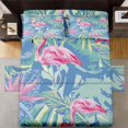 4 Pcs Fitted Sheet Set King Size with 16" Deep Pocket, Tropical Birds