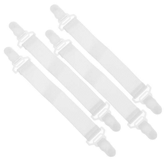 Clispeed White Bed Sheet Garter Straps with Stretchable Nylon and Plastic Clips for Home Use
