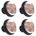 thumbnail image 1 of 4 Pcs Flamingo Knobs for Kitchen Cabinet Cupboard Dresser Bookcase Drawer Pulls Handles Round Home Decor, 1 of 5