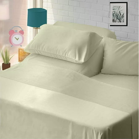 4 Pcs Flex Top King Sheets For Sleep Number 100% Cotton,400 TC Ivory Solid King 34" Top Split Sheets Fits Upto 15" Deep