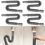 4 Pcs Flexible and Expandable Drain Pipe Tube S Trap, Universal Plastic Angle Simple Extension Tube for Kitchen Bathroom Sink Sewer Drain Wash Basin
