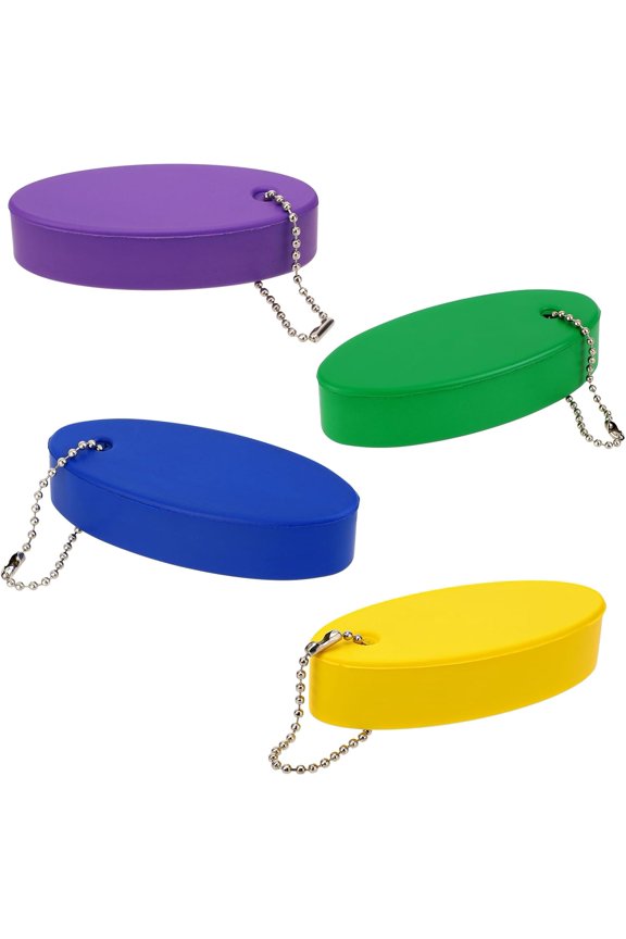4 Pcs Floating Key Chain For Boating, Oval Boat Key Floating Keychain Bright Color Floating Keychain for Boat Keys Waterproof Floating Key Rings for Boating Fishing Surfing Sailing (4 Colors)