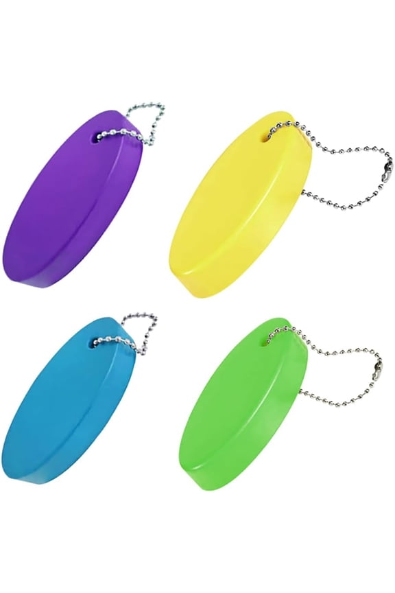 4 Pcs Floating Keychain for Boating Key Rings Bright Color Pendant Boat Holder Fishing Chain Yellow Light Blue -