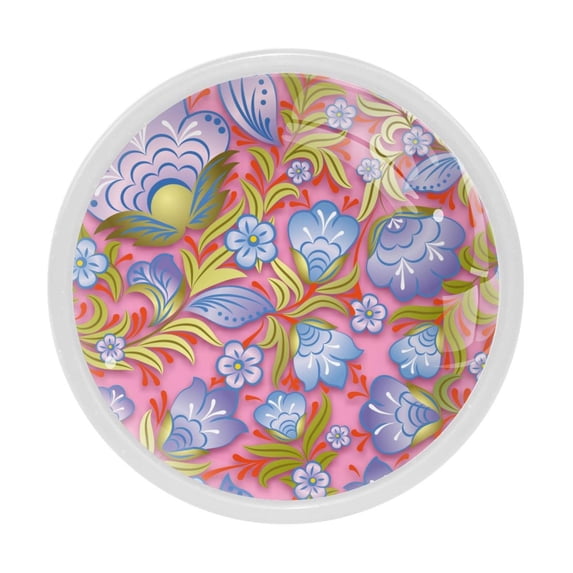 4 Pcs Floral Retro Knobs for Kitchen Cabinet Cupboard Dresser Bookcase Drawer Pulls Handles Round Home Decor