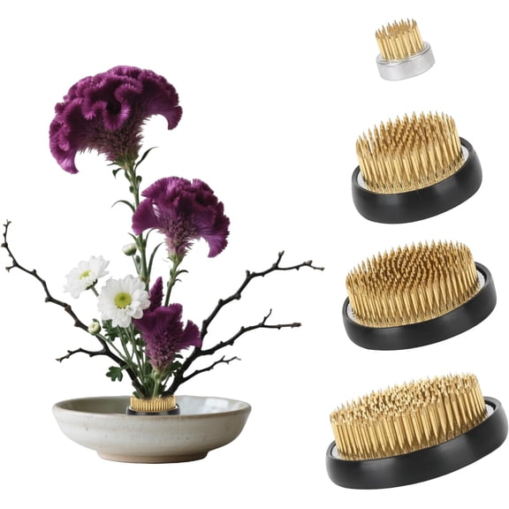 4 Pcs Flower Frog Pin Holder 3 Inch2 Inch,1 Inch Set Ikebana Frog Floral Kenzan Arrangement Tool for Vases Centerpieces Round Holder