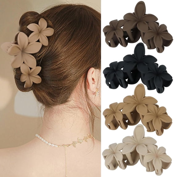 4 Pcs Flower Hair Clips for Women 4.5 Inch Claw Clips Large Matte Hair Clips for Thick Hair Non Slip Strong Hold Big Hair Clips for Girls Jaw Hair Clips Hair Accessories for Women Girls