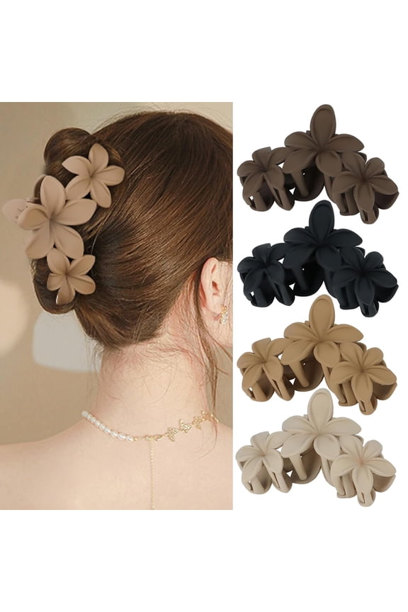 4 Pcs Flower Hair Clips for Women 4.5 Inch Claw Clips Large Matte Hair Clips for Thick Hair Non Slip Strong Hold Big Hair Clips for Girls Jaw Hair Clips Hair Accessories for Women Girls