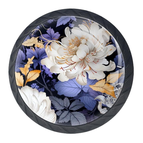 4 Pcs Flower Knobs for Kitchen Cabinet Cupboard Dresser Bookcase Drawer Pulls Handles Round Home Decor
