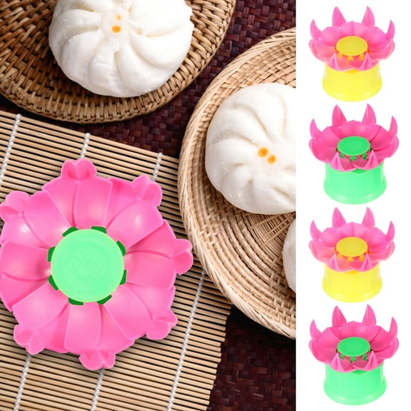 4 Pcs Flower Shape Baozi Maker Creative Steamed Stuffed Bun Making Mold Reusable Bao Bun Maker for Easy and Efficient Baozi Making