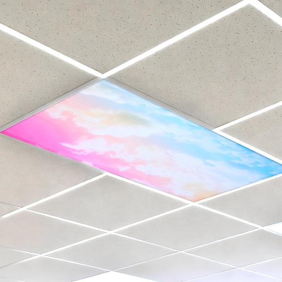4 Pcs Fluorescent Light Covers, Classroom Magnetic Light Covers for Ceiling 4 x 2 ft Lights Decorative Magnetic Lighting Filters for Office School Hospitals Home (Cloud)