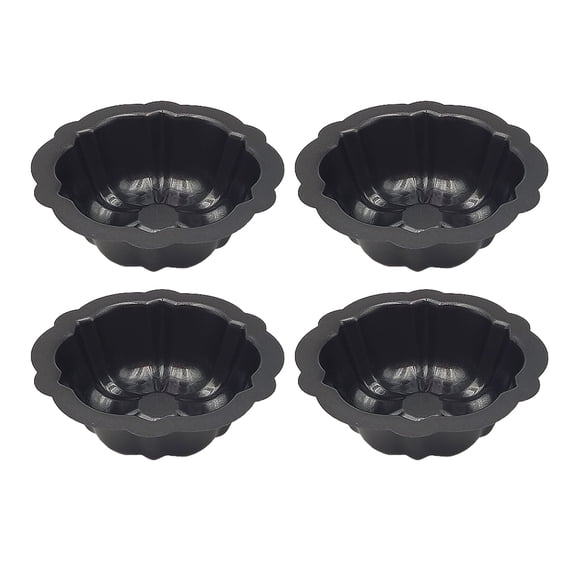 4 Pcs Fluted Mini Cake Pan Nonstick Fluted Cake Pan Carbon Steel Tube Pan Reusable Metal Oven Baking Mold with Flower Shape for Cupcake Baking