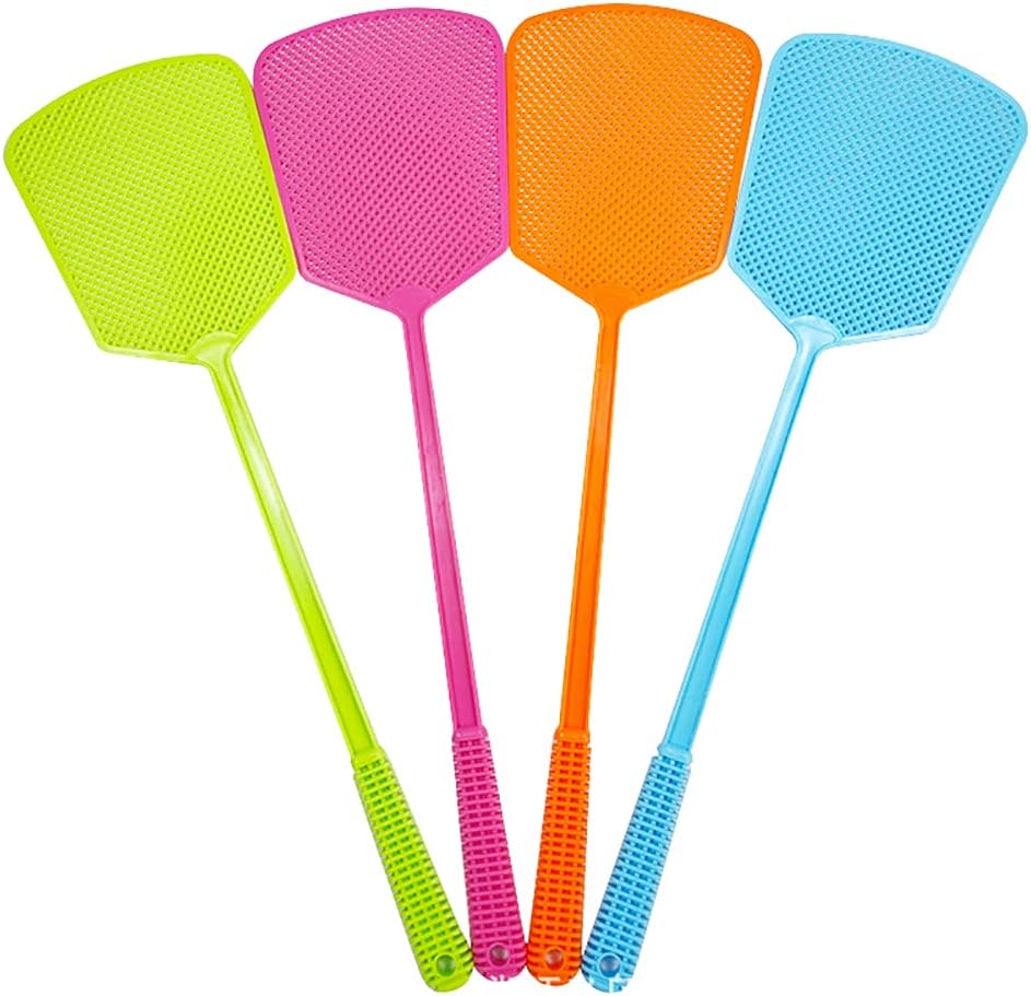 4 Pcs Fly Swatter Strong Plastic Fly Swat with Long Flexible Handle