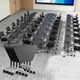 thumbnail image 1 of 4 Pcs Folding Conference Table with Wheels,47.2in Flip-Top Conference Tables,Mobile Training Table for 2-12 Person,Trapezoid Design,for Classrooms & School Office Spaces(Black), 1 of 8