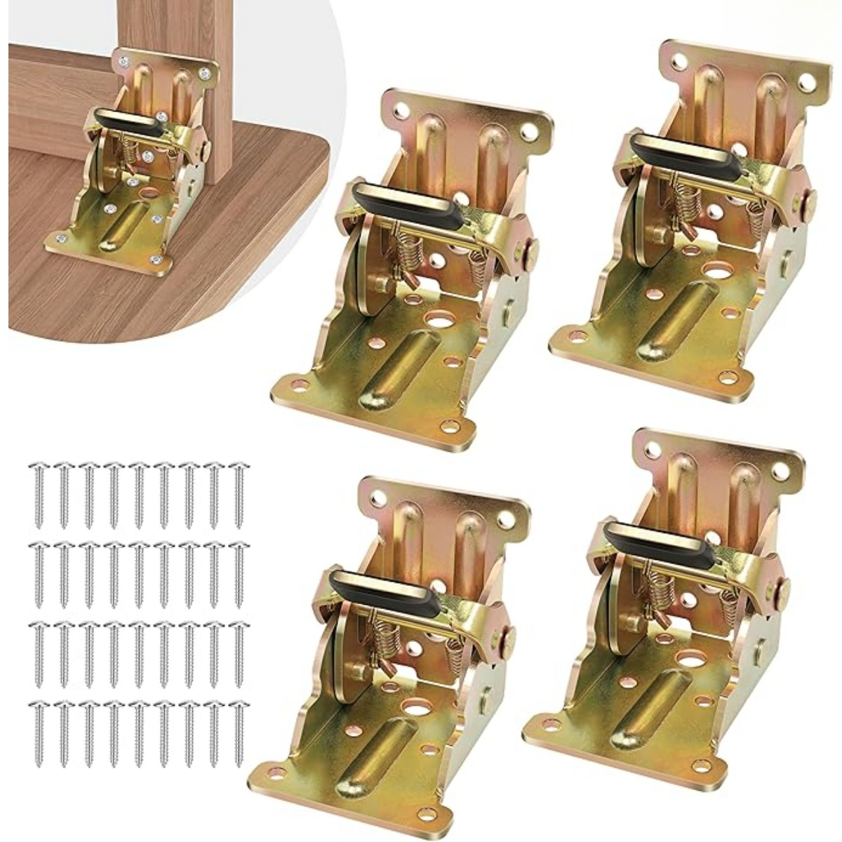 4 Pcs Folding Self Bracket Locking Hinge Heavy Duty Leg Fittings Angle ...