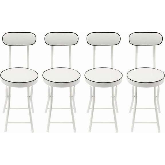 4 Pcs Folding Stool Chair with Backrest, 18.9 Inch Tall Foldable Bar Stool with Cushioned Padded, Portable Collapsible Counter Height Chair for Kitchen Island Shop Cafe Dining Room