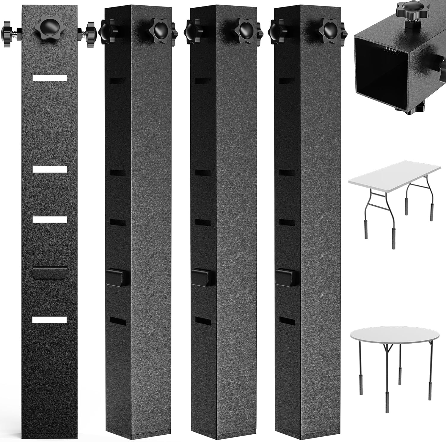 4 Pcs Folding Table Leg Extenders, Super-Strength Steel Table Leg ...