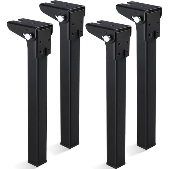 4 Pcs Folding Table Legs Heavy Duty, 12 inch Metal Foldable Leg, Foldable Furniture Legs with Mounting Screws, Replacement Folding Leg for Camping Table Bed Desks Dining Tables, Black