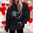thumbnail image 1 of 2024 Fashion Long Sleeve Sweatshirts on Clearance Womens Fashion Casual Valentines Day Printing Long Sleeve Tops Hoodie Sweatshirts Winter Outfits, Black XXL, 1 of 5
