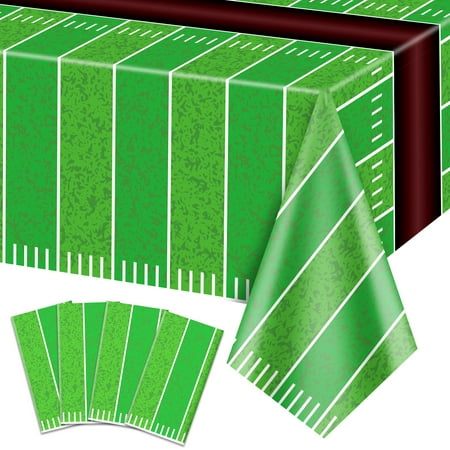 4 Pcs Football Tablecloths - Football Field Party Table Cover Disposable Plastic for Football Party Decorations Sports Event Game Day Football Theme Party Supplies 51x87"