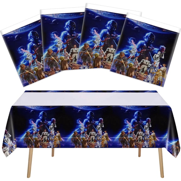 4 Pcs For Star Theme For Wars Birthday Tablecloth, Waterproof Disposable Table Cover 42.5x70.9 Inches for Party Celebration Decorations and Supplies