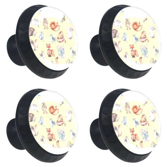 4 Pcs Forest Animals Knobs for Kitchen Cabinet Cupboard Dresser Bookcase Drawer Pulls Handles Round Home Decor